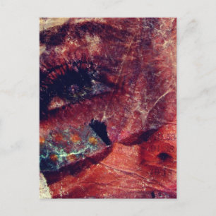 Mixed Media Face Abstract Postcard