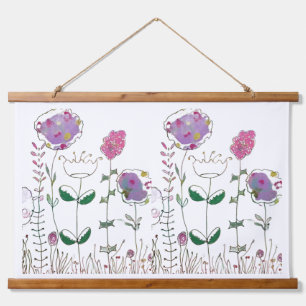 Mixed Media Floral  Hanging Tapestry