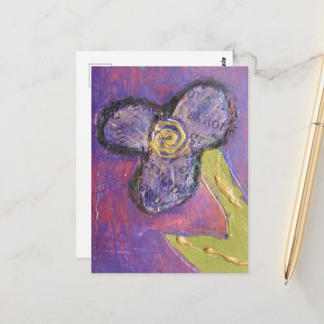 Mixed Media Flower Postcard (Front/Back In Situ)
