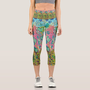 Mixed Media Hearts Capri Leggings