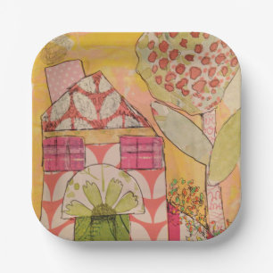 Mixed Media House Paper Plate