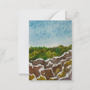 Mixed Media Landscape Rocks and Sky Painting Card