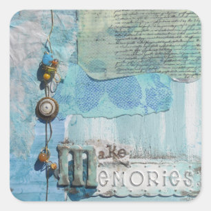 Mixed Media Make Memories Typography Square Sticker