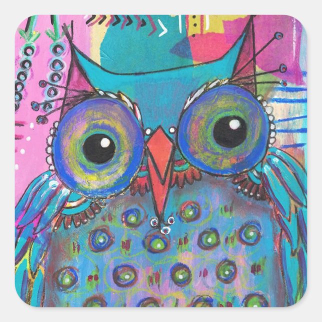 Mixed Media Owl Sticker (Front)