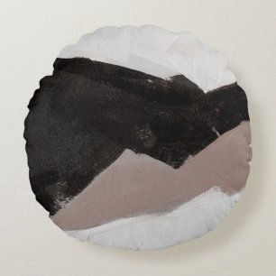 Mixed media painting, minimalist abstract design. round pillow