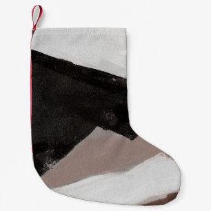 Mixed media painting, minimalist abstract design. small christmas stocking