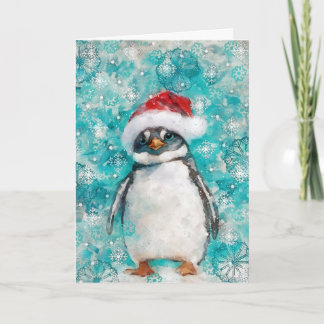 Mixed Media Penguin Print Holiday Card AP457B1