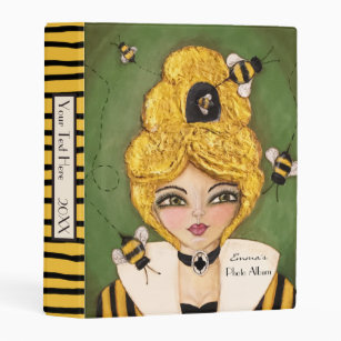 Mixed Media Queen Bee Hive Girl Fun Whimsical Art Mini Binder