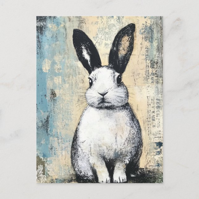 Mixed Media Rabbit Postcard (Front)