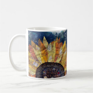 Mixed media sunflower mug