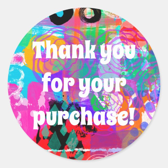 Mixed Media Thank You for your Purchase Sticker (Front)
