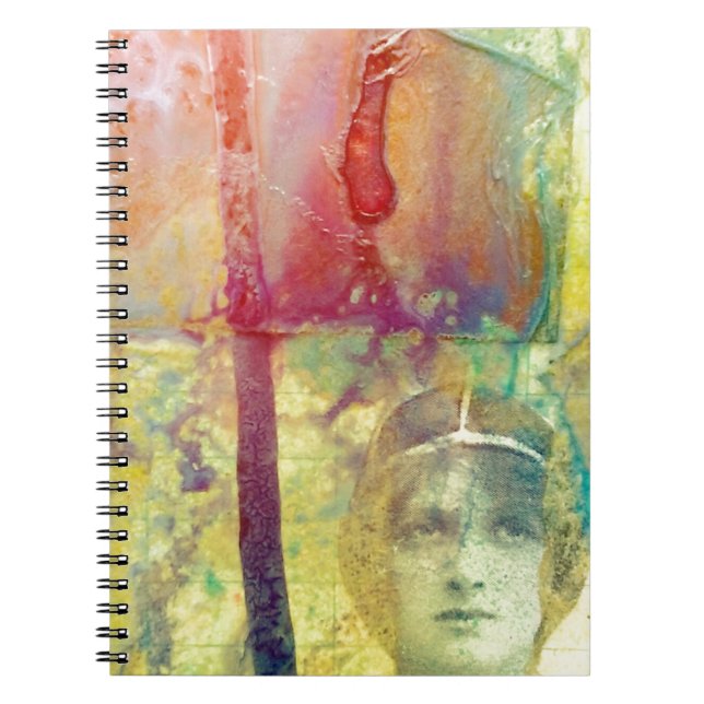 Mixed media vintage lady ink spills notebook (Front)