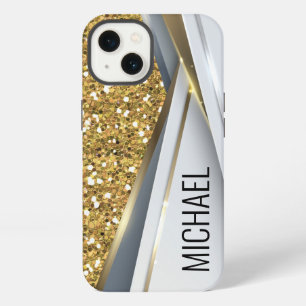 Mixed Metal 3-D Glitter Gold Monogram   Case-Mate  iPhone 13 Case