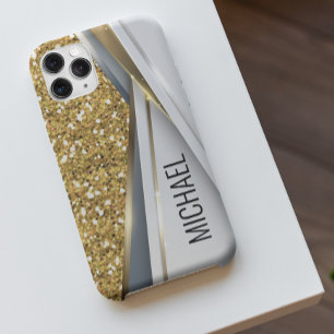 Mixed Metal 3-D Glitter Gold Monogram   Case-Mate  iPhone 13 Case