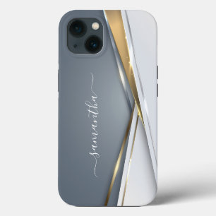 Mixed Metal 3-D look Calligraphy Gold Monogram  iPhone 13 Case