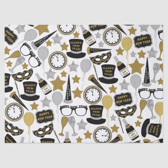 Mixed New Years Eve pattern party tissue Paper (Front)