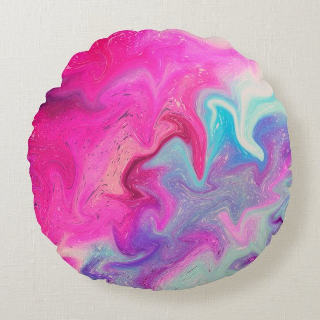 Mixed paint background round pillow (Front)