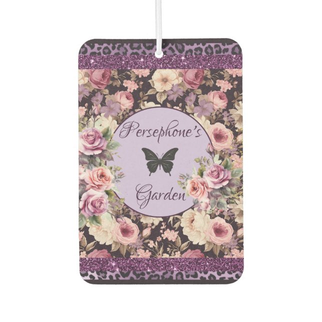 Mixed pattern pink and purple floral  air freshener (Front)