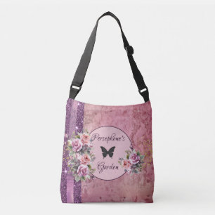 Mixed pattern pink floral crossbody bag