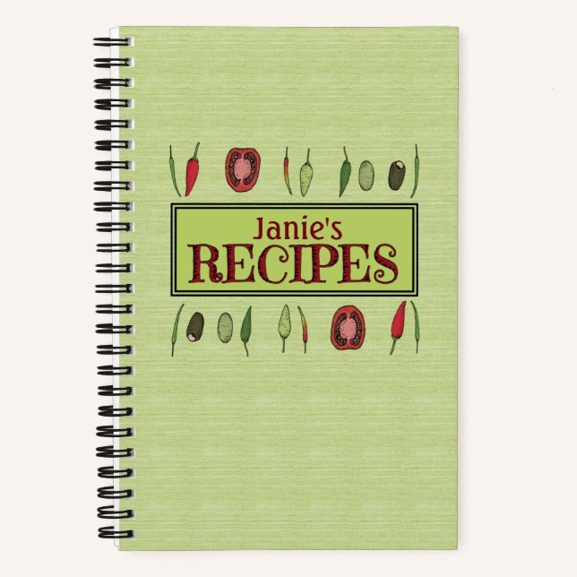 Mixed Peppers Personalizable Spiral Recipe Book (Front)