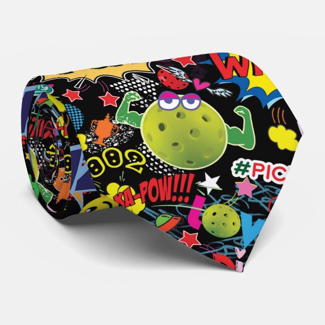 😍mixed pickleball black neck tie (Rolled)