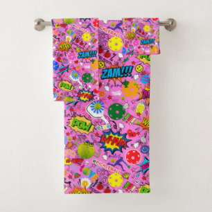 😍 mixed pickleball pink bath towel set