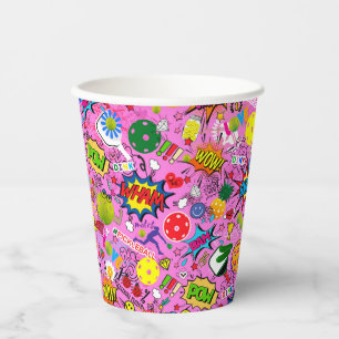 😍 mixed pickleball pink paper cups