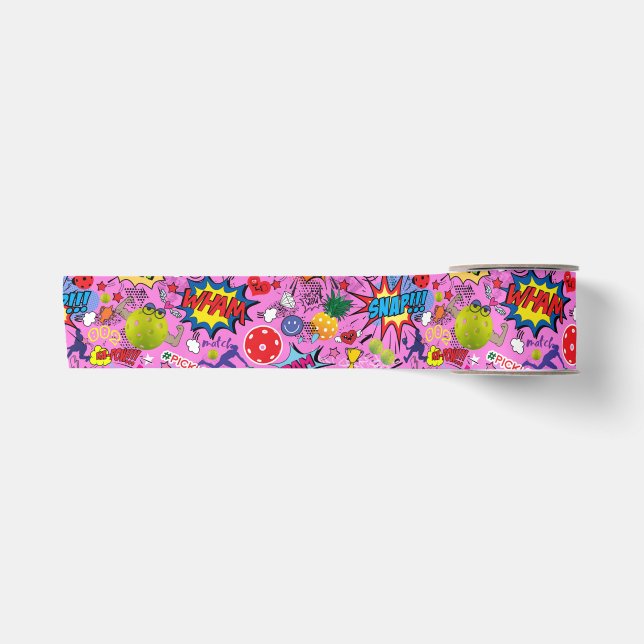 😍 mixed pickleball pink satin ribbon (Front)