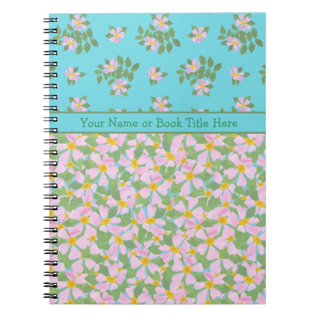 Mixed Pink Dog Rose Floral Spiral Notebook (Front)
