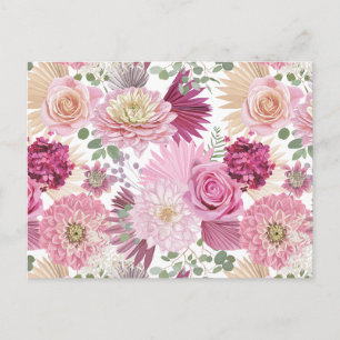 Mixed Pink Garden Flowers Postcard