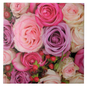 Mixed pink roses by Therosegarden Tile