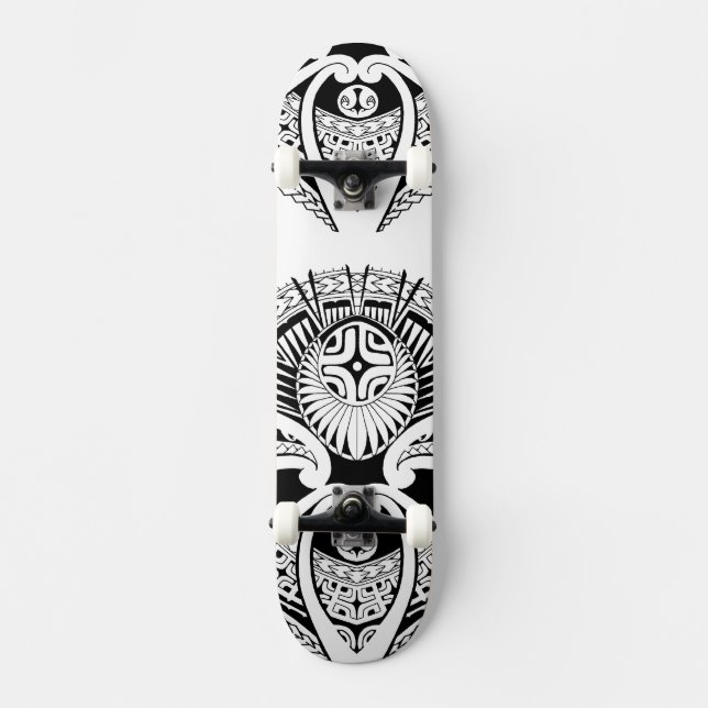 Mixed Polynesian and Maori tattoo art Skateboard (Front)