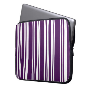 Mixed Purple and White Stripes Laptop Sleeve