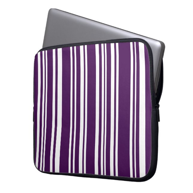 Mixed Purple and White Stripes Laptop Sleeve (Front Left)