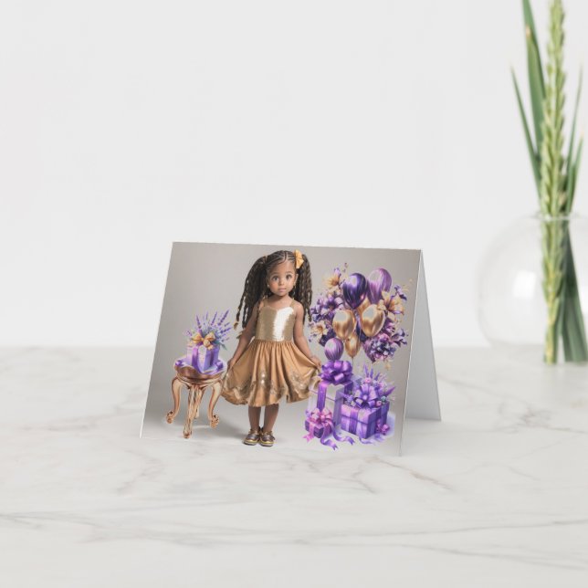 Mixed Race Little Girl Birthday Card (Front)