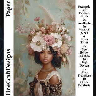 Mixed Race Woman, Floral Headdress CP1 Craft Paper