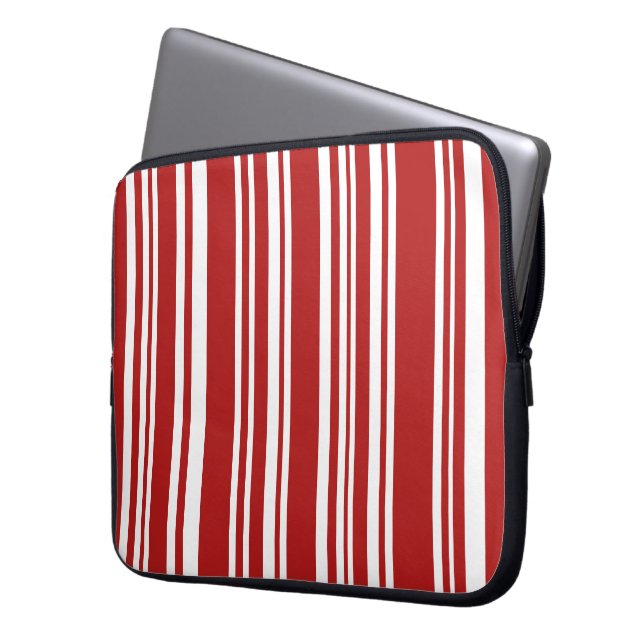 Mixed Red and White Stripes Laptop Sleeve (Front Left)