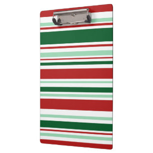 Mixed Red, Green, White Christmas Stripes Clipboard