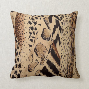 Mixed safari print throw pillow