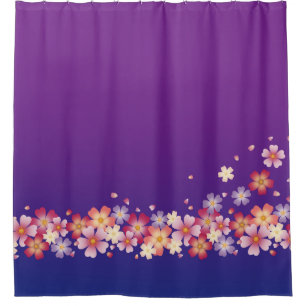 Mixed Sakura Blossoms Kimono Style Blue & Purple