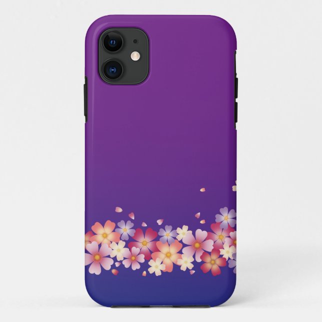 Mixed Sakura Blossoms Kimono Style Blue & Purple Case-Mate iPhone Case (Back)