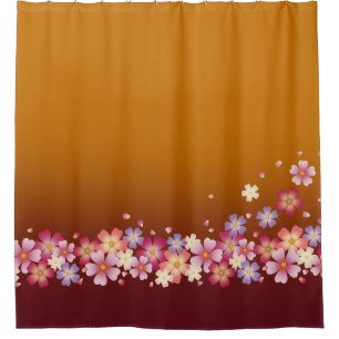 Mixed Sakura Blossoms Kimono Style Burgundy & Gold
