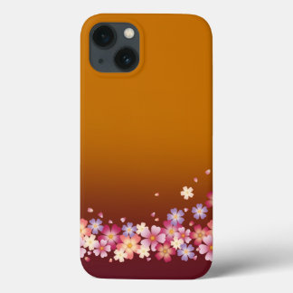 Mixed Sakura Blossoms Kimono Style Burgundy & Gold iPhone 13 Case
