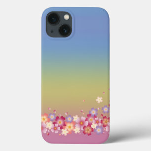 Mixed Sakura Blossoms Kimono Style Rainbow iPhone 13 Case