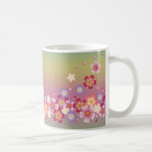 Mixed Sakura Blossoms Kimono Style Rainbow Coffee Mug
