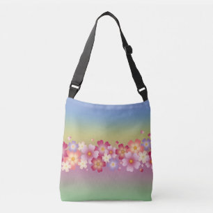 Mixed Sakura Blossoms Kimono Style Rainbow Crossbody Bag