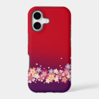 Mixed Sakura Blossoms Kimono Style Red & Purple