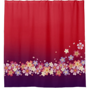 Mixed Sakura Blossoms Kimono Style Red & Purple