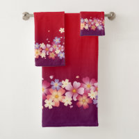 Mixed Sakura Blossoms Kimono Style Red & Purple