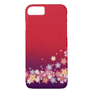 Mixed Sakura Blossoms Kimono Style Red & Purple Case-Mate iPhone Case